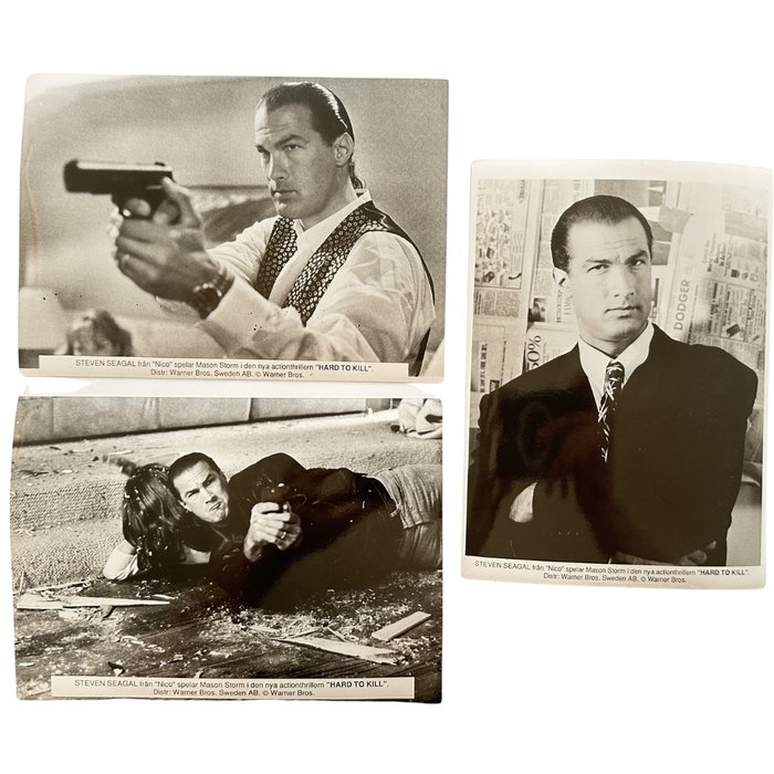 Set of 3 black and white Press photos - Hard to Kill - Steven Seagal