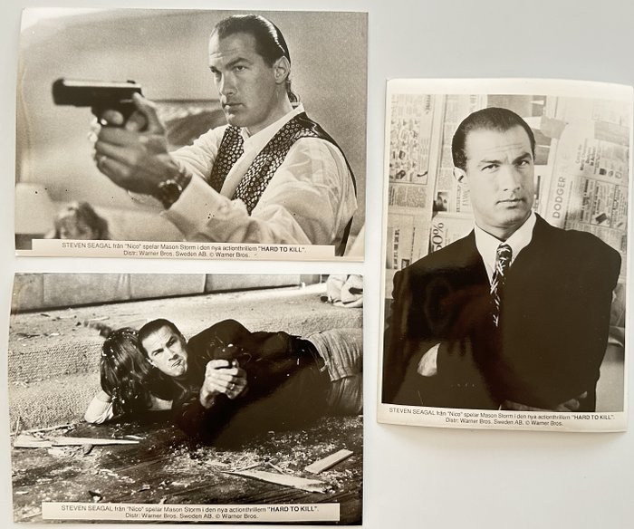 Set of 3 black and white Press photos - Hard to Kill - Steven Seagal