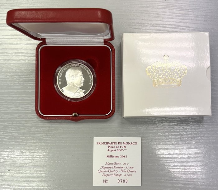 Monaco 10 Euro 2012 "Honoré II" Proof  (Ingen mindstepris)