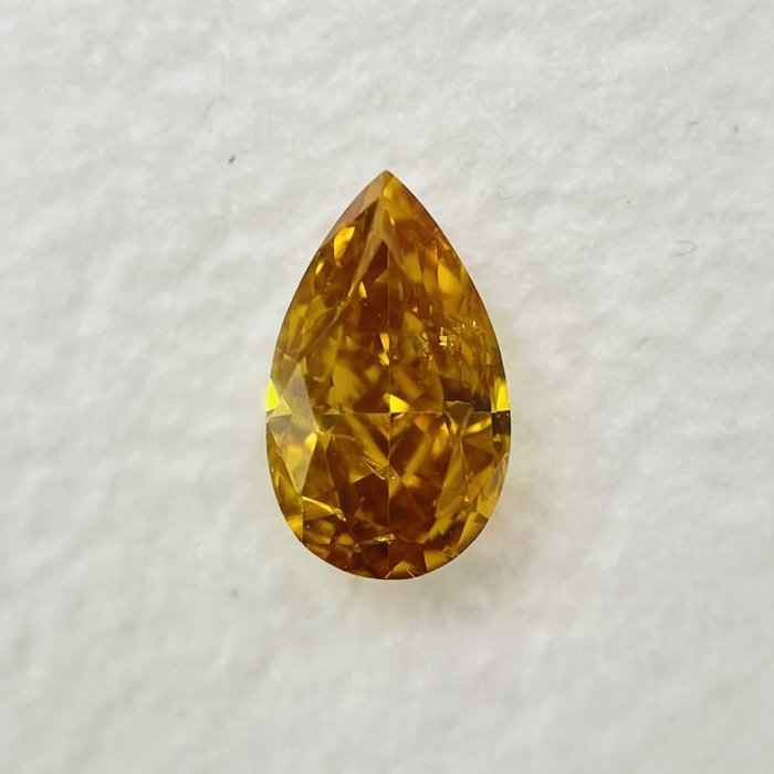 Ingen mindstepris - 1 pcs Diamant  (Natur)  - 0.25 ct - Pære - SI1 - International Gemological Institute (IGI) - Fancy Intense Y. Orange