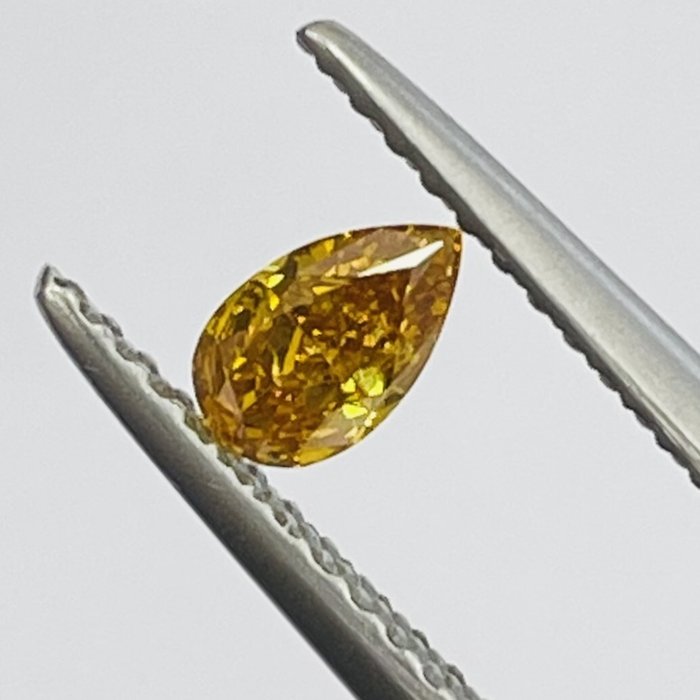 Ingen mindstepris - 1 pcs Diamant  (Natur)  - 0.25 ct - Pære - SI1 - International Gemological Institute (IGI) - Fancy Intense Y. Orange