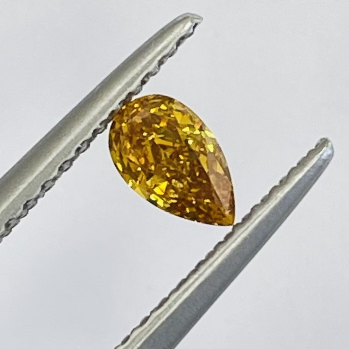 Ingen mindstepris - 1 pcs Diamant  (Natur)  - 0.25 ct - Pære - SI1 - International Gemological Institute (IGI) - Fancy Intense Y. Orange