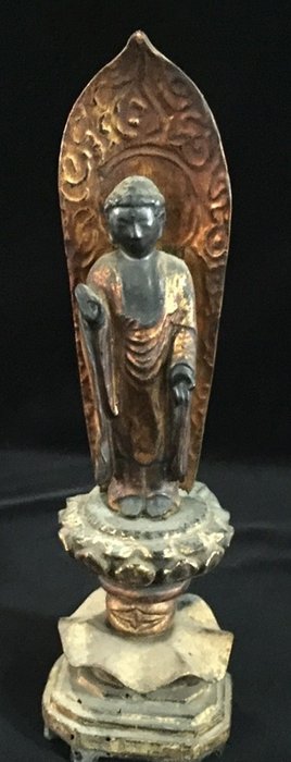 Japanese Vintage Wooden Buddha Statue (H:28cm) - Statue Træ - Japan - Meiji-perioden (1868-1912)  (Ingen mindstepris)