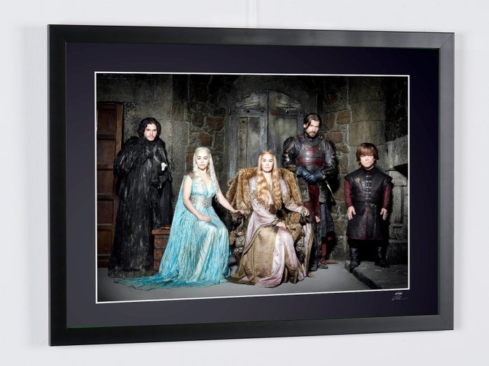 Game of Thrones Kit Harington Emilia Clarke Lena Headey Nikolaj Coster-Waldau and Peter Dinklage - Fine Art Photography - Luxury Wooden Framed 70X50 cm - Limited Edition Nr 04 of 20 - Serial ID 30596 - Original Certificate (COA) Hologram Logo Editor and QR Code - 100% New items