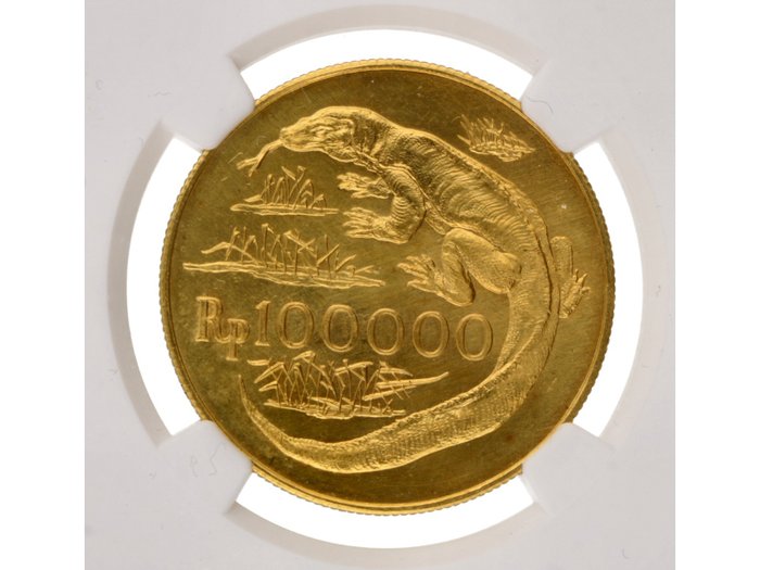 Indonesien 100000 Rupiah 1974 "Komodo Dragon" - MS 65