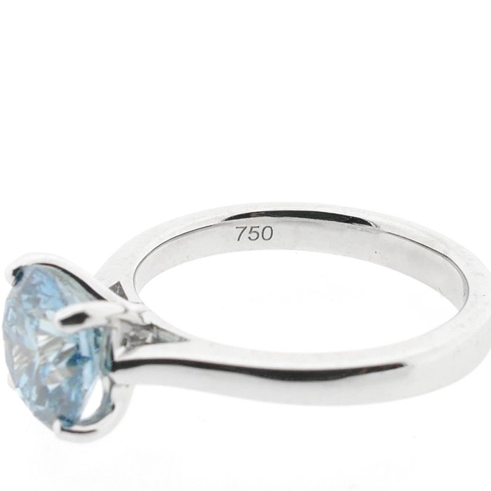 Ring - 18 kraat Hvidguld -  2.09ct. tw. Blå Diamant (Laboratoriedyrket diamant i fancy farver) - Triple Excellent Cut