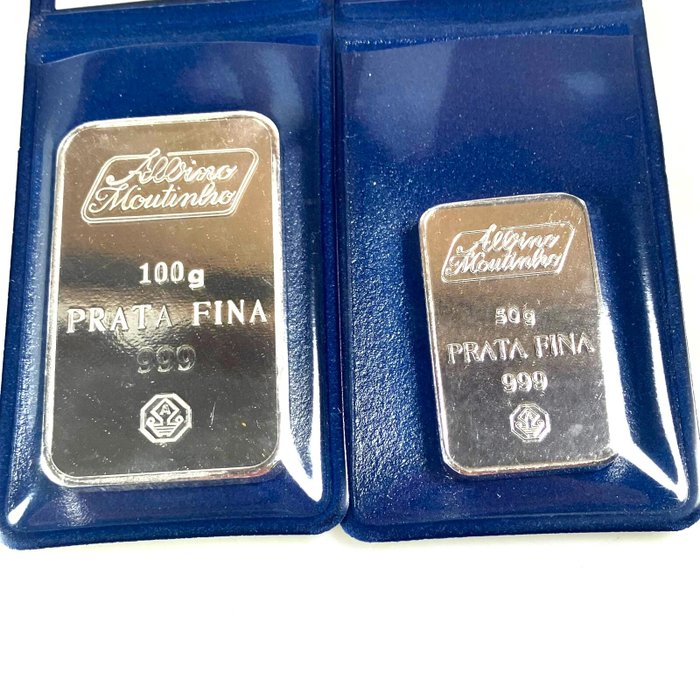 2 silver Bars - 100 g + 50 g - Sølv 999 - Albino Moutino - Med certifikat  (Ingen mindstepris)