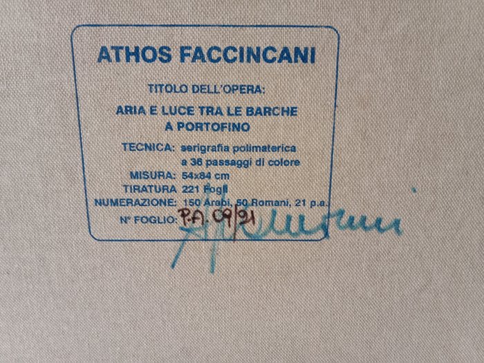 Athos Faccincani (1951) - Aria e luce tra le barche a Portofino