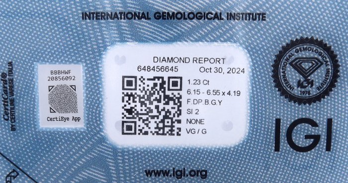 1 pcs Diamant  (Naturfarvet)  - 1.23 ct - Pære - Fancy deep Brun Gul - SI2 - International Gemological Institute (IGI)