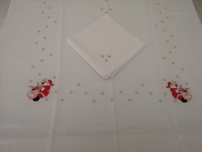 Christmas tablecloth hand embroidered - Dug  - 270 cm - 175 cm