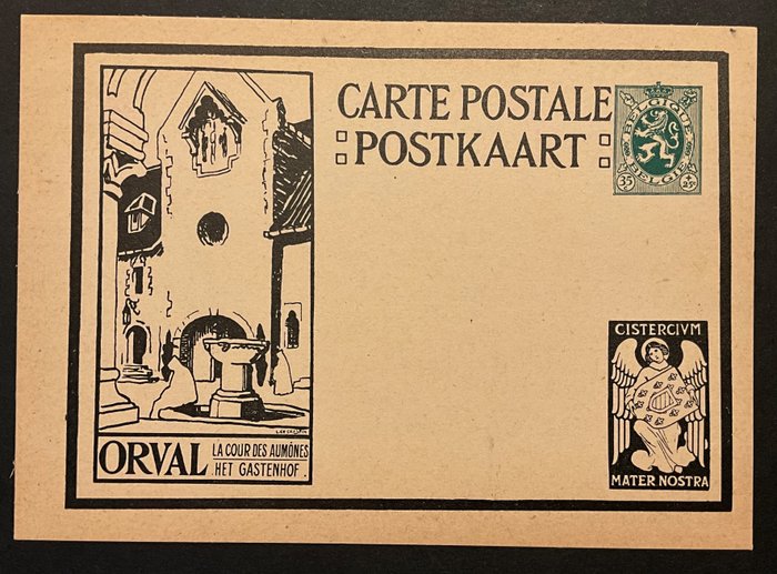 Belgien 1928/1929 - Postkort Type "Orval Abbey" - Sort + Brun - Zeldzaam