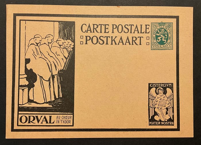 Belgien 1928/1929 - Postkort Type "Orval Abbey" - Sort + Brun - Zeldzaam