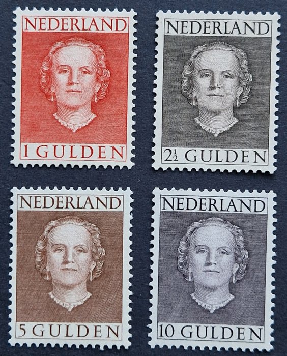 Holland 1949 - Komplet serie 'En face' (dronning Juliana)