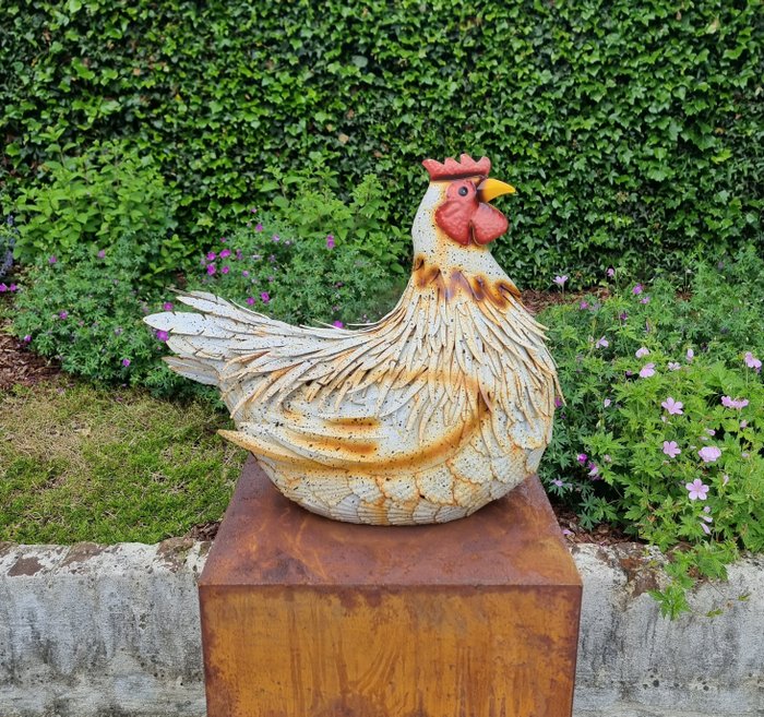 Skulptur, Metal Hen - Garden chicken figure - 46 cm - Metal