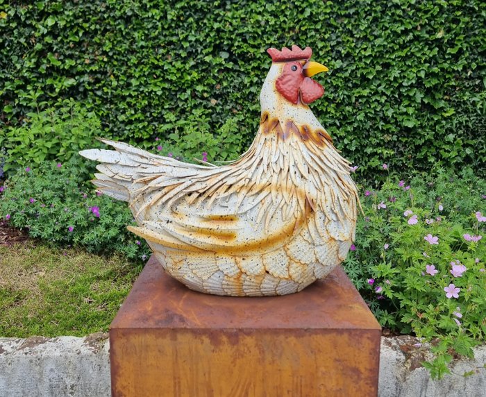 Skulptur, Metal Hen - Garden chicken figure - 46 cm - Metal