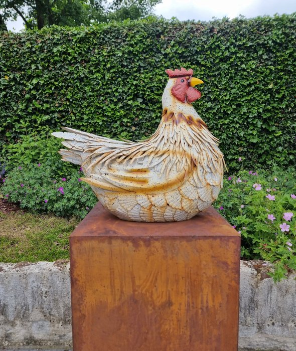 Skulptur, Metal Hen - Garden chicken figure - 46 cm - Metal