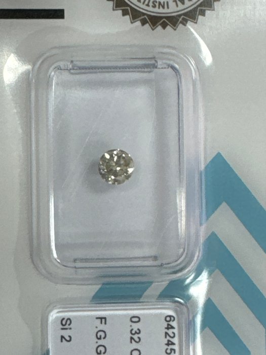 Ingen mindstepris - 1 pcs Diamant  (Naturfarvet)  - 0.32 ct - Rund - Fancy Grå, Grønlig, Gul - SI2 - International Gemological Institute (IGI)