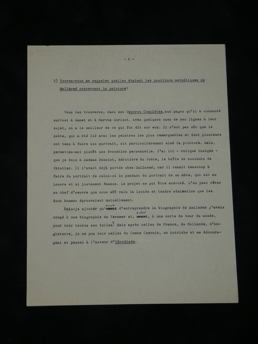 André Malraux - Ensemble de 13 LDS et 2 tapuscrits corrigés de sa main, 5 autres LDS dont C. Gallimard - 1954