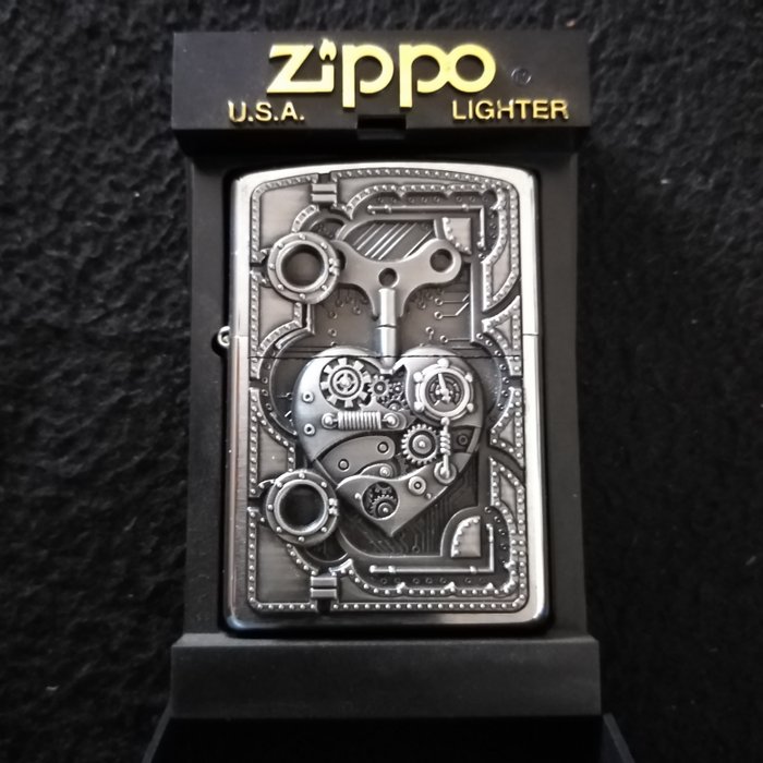 Zippo - Steampunk Heart - brush fin chrome - new - Bordlighter - Stål (rustfrit)