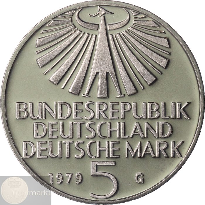 Tyskland. 5 Mark 1979/1986 (Complete serie van 15 verschillende) Proof  (Ingen mindstepris)