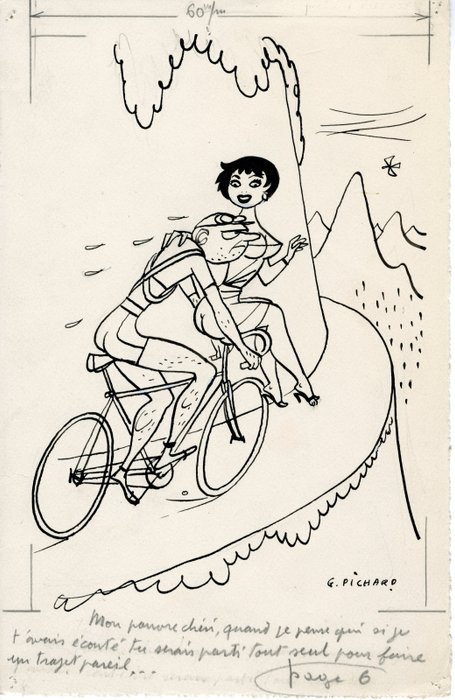 Pichard, Georges - 1 Original drawing - Cycliste