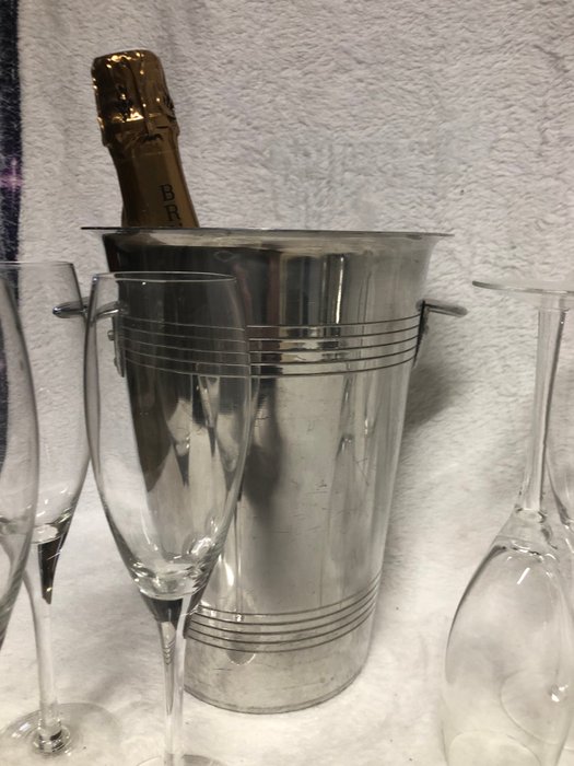 Cristald'Arques /Le trèfle de Vesoul - Drikkesæt (9) - Champagne fløjter/isspand - Aluminium, Krystal