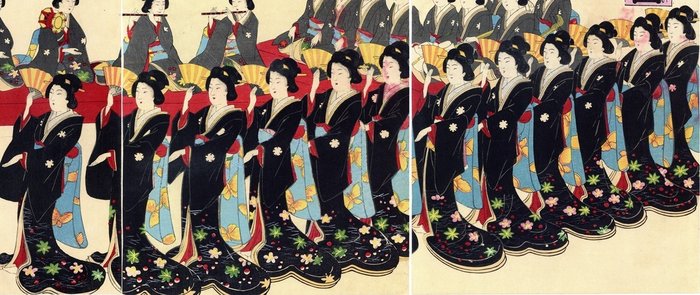 'Kabukiza bukyoku-kai' 歌舞伎座舞曲会 (Musical Performance Gathering at the Kabuki Theater) - 1899 - Chikanobu school artist - Japan -  Meiji-perioden (1868-1912)