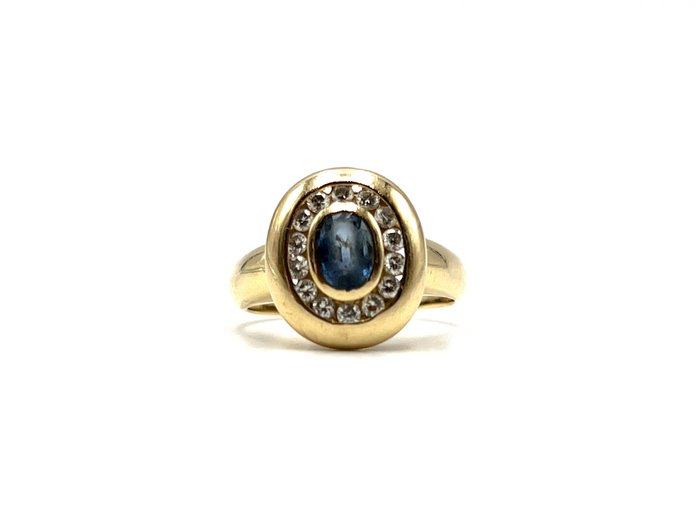 Ring - 18 kraat Gulguld -  0.50ct. tw. Safir - Diamant