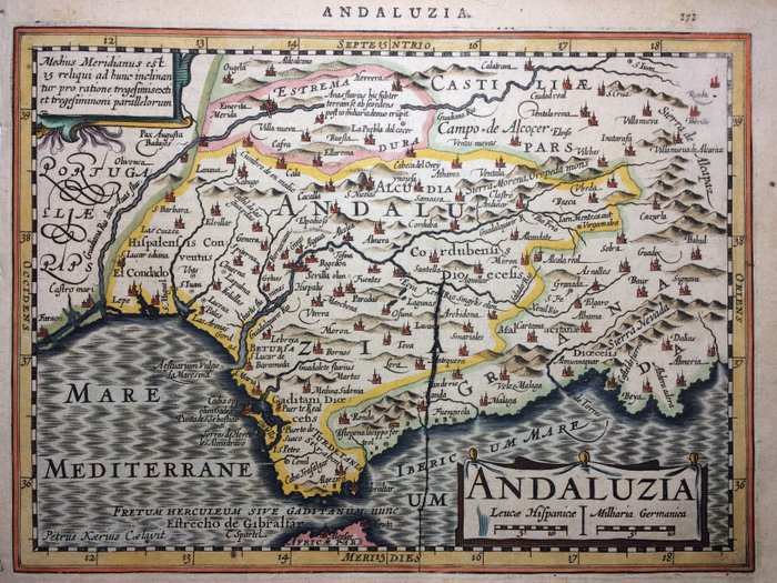 Spanien - Andalusien, Gibraltar; Petrus Kaerius / J.E. Cloppenburgh - Andaluzia - 1632