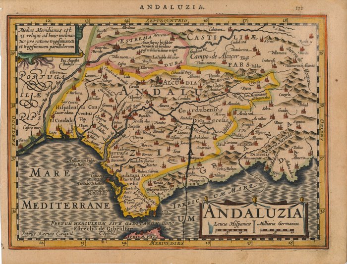 Spanien - Andalusien, Gibraltar; Petrus Kaerius / J.E. Cloppenburgh - Andaluzia - 1632