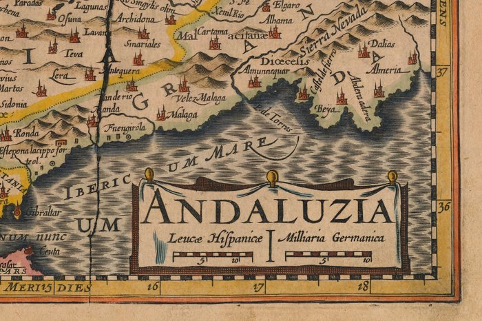 Spanien - Andalusien, Gibraltar; Petrus Kaerius / J.E. Cloppenburgh - Andaluzia - 1632