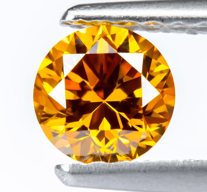 Ingen mindstepris - 1 pcs Diamant  (Naturfarvet)  - 046 ct - Rund - Fancy vivid Gullig Orange - VS2 - Gem Report Antwerp (GRA)