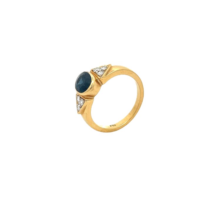 Ring - 18 kraat Gulguld -  096ct tw Safir - Diamant