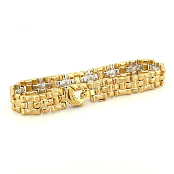 Handmade - Armbånd - Bracciale double face - 15 g - 18 kraat Gulguld, Hvidguld