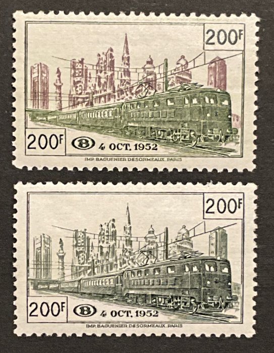 Belgien 1953 - Jernbanestempler - Idriftsættelse af Bruxelles Nord-Syd forbindelsen - POSTFRIS - TR334/335