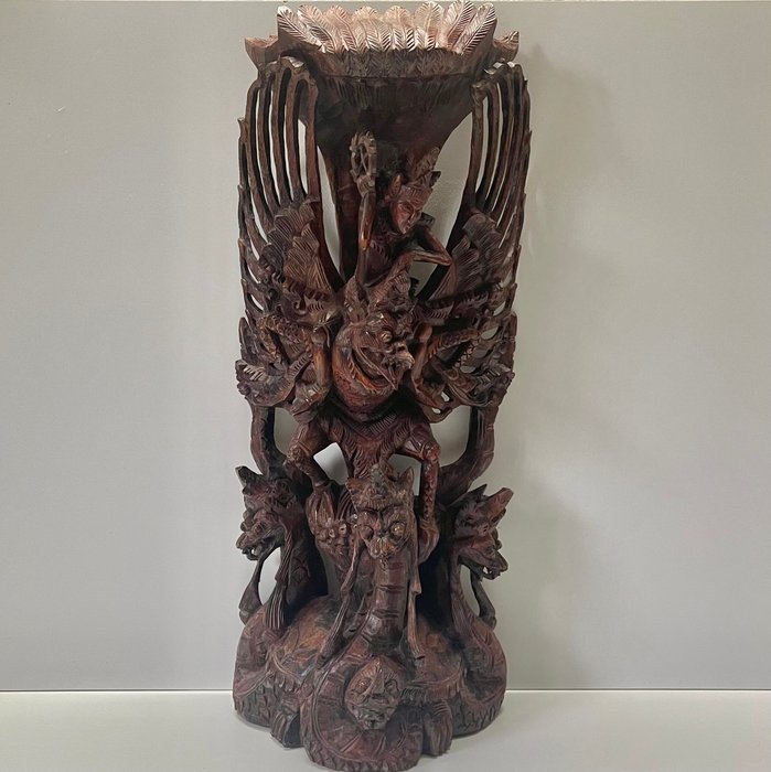 Vishnu på Garuda med tre kronede slanger - 58 cm - Bali - Indonesien  (Ingen mindstepris)