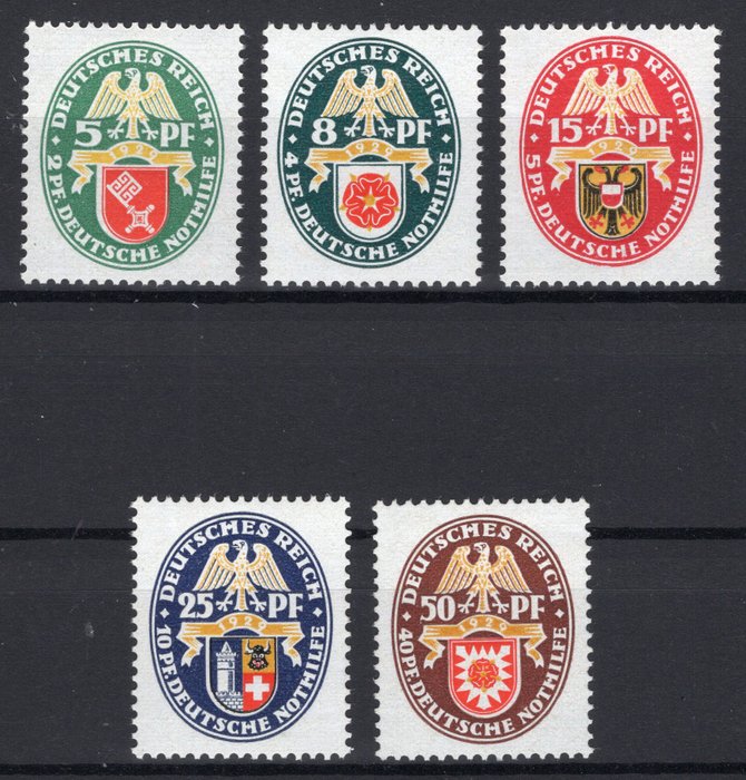 Tyske Kejserrige 1929 - Nødhjælpsvåbenskjold (IV) **/MNH-sæt - Michel 430/434