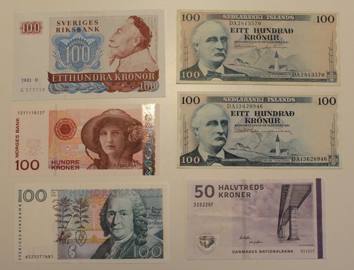 Verden. - Scandinavia / The nordics-  41 banknotes / repartition marks - various dates  (Ingen mindstepris)