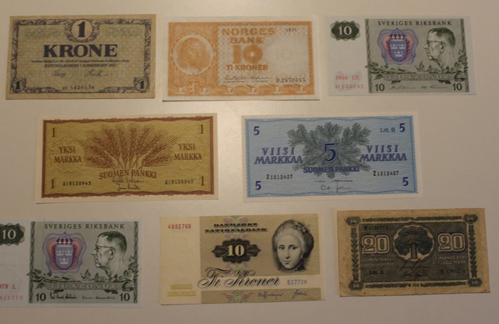 Verden. - Scandinavia / The nordics-  41 banknotes / repartition marks - various dates  (Ingen mindstepris)