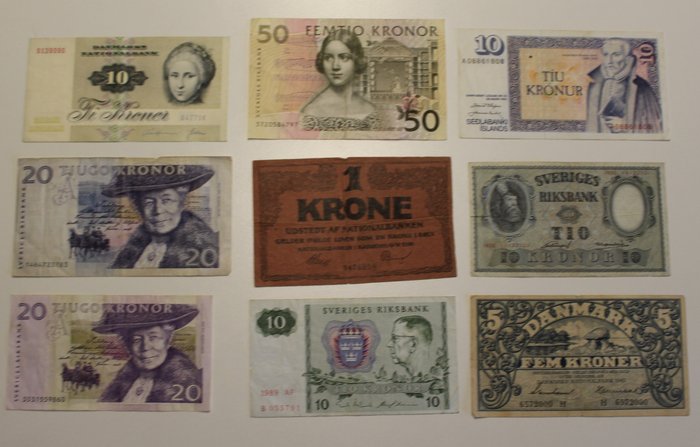 Verden. - Scandinavia / The nordics-  41 banknotes / repartition marks - various dates  (Ingen mindstepris)