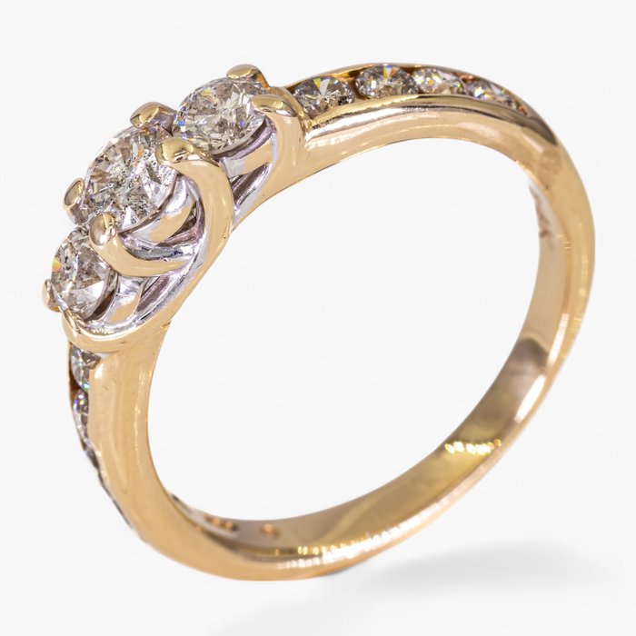 Ingen mindstepris - Ring - 14 karat Gulguld, 0,90 ct diamanter - IGI certificeret -  0.90ct. tw. Diamant (Natur)