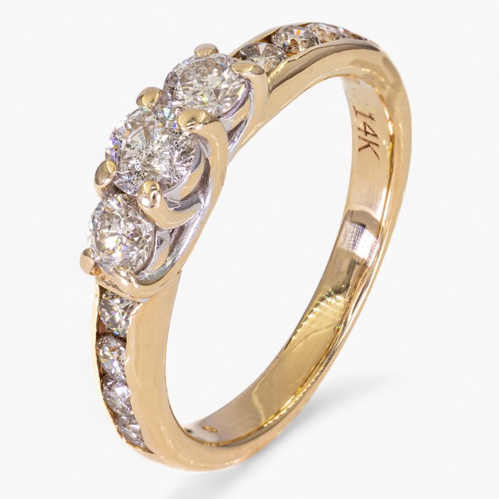 Ingen mindstepris - Ring - 14 karat Gulguld, 0,90 ct diamanter - IGI certificeret -  0.90ct. tw. Diamant (Natur)