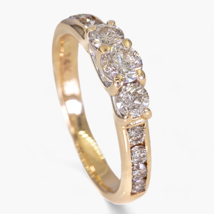 Ingen mindstepris - Ring - 14 karat Gulguld, 0,90 ct diamanter - IGI certificeret -  0.90ct. tw. Diamant (Natur)