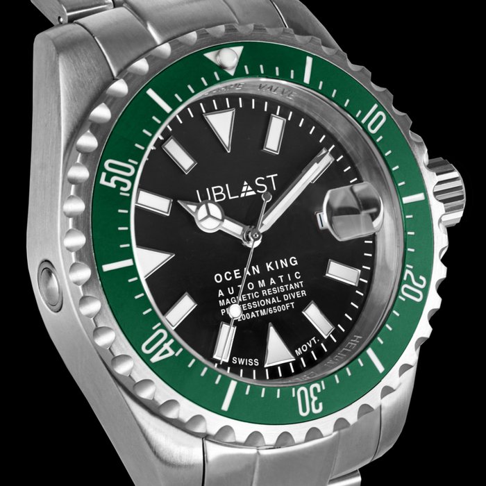 Ublast - Ocean King - UBOK45200BL/GN - Sub 200 ATM - Automatic Swiss MOVT - Mænd - Ny