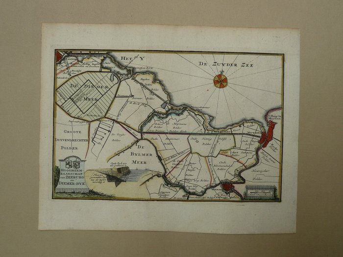 Holland - Amsterdam, Muyden, Weesp; Hendrik de Leth - Hoogheemraadschap van Zeeburg en Diemer-Dyk - 1740