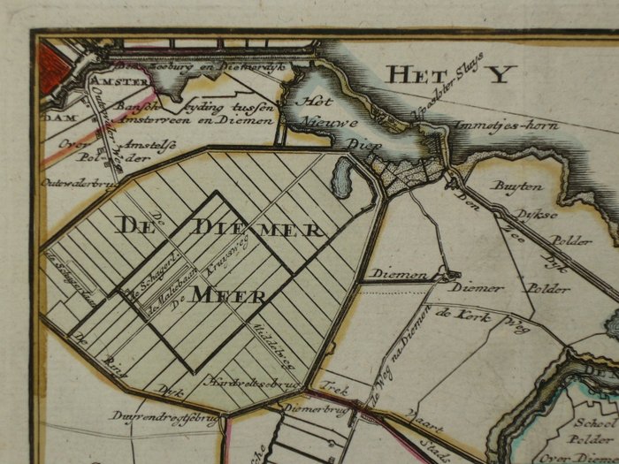 Holland - Amsterdam, Muyden, Weesp; Hendrik de Leth - Hoogheemraadschap van Zeeburg en Diemer-Dyk - 1740