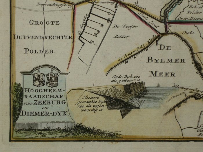 Holland - Amsterdam, Muyden, Weesp; Hendrik de Leth - Hoogheemraadschap van Zeeburg en Diemer-Dyk - 1740