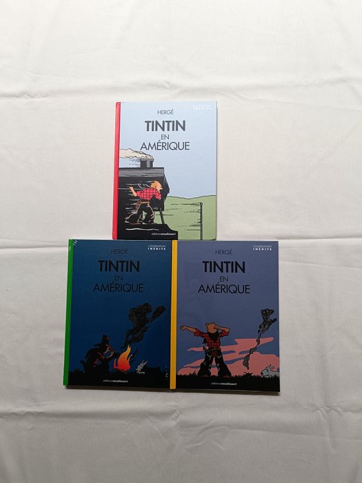 Tintin T3 - Tintin en Amérque colorisé - 3 versions - 3x C - 3 Albums - Første udgave/genoptryk - 2020