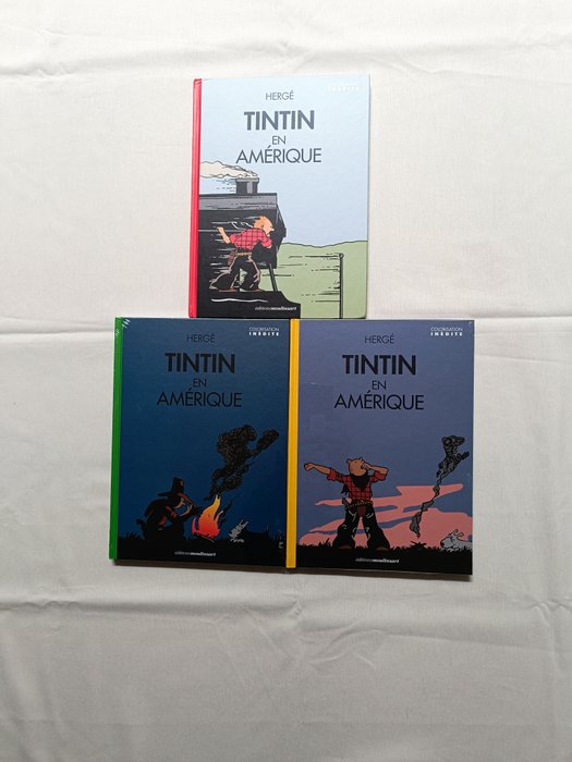 Tintin T3 - Tintin en Amérque colorisé - 3 versions - 3x C - 3 Albums - Første udgave/genoptryk - 2020