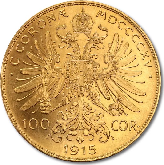 33,87 grams - Guld 900 - 100 Corona 1915 - Austria - Bar slog til